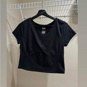 SO Women's Black Wrap Blouse